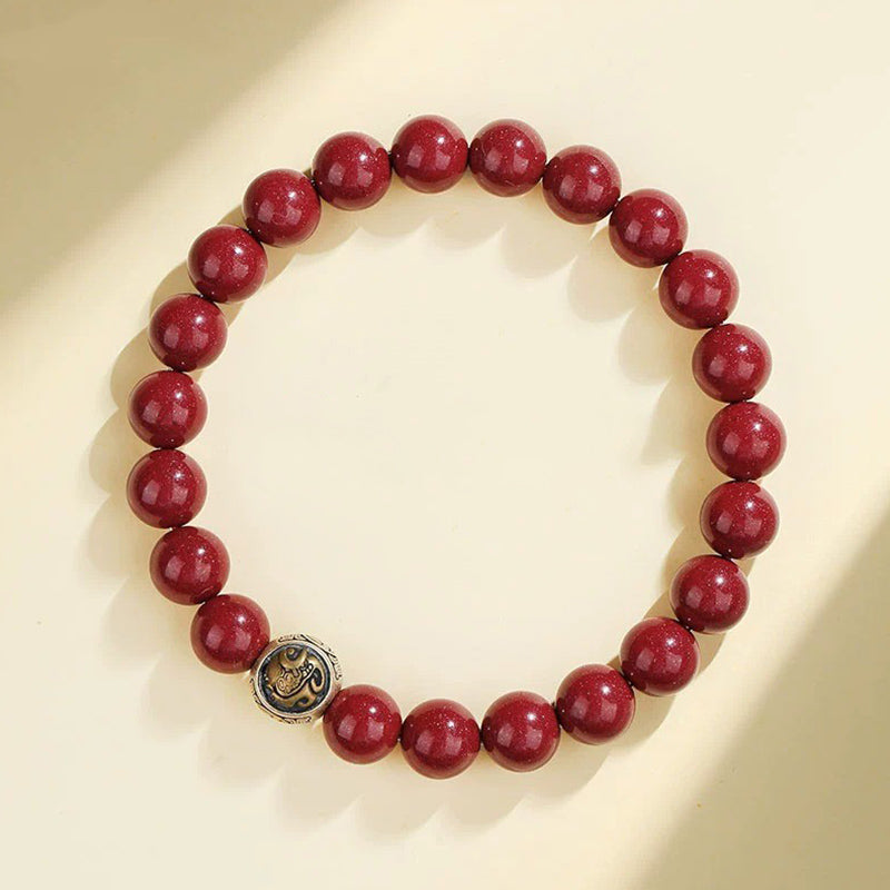 Buddha Stones Armband aus 925er-Sterlingsilber, natürlicher Zinnober, Segensarmband mit vier Tieren - 8 mm - Schwarze Schildkröte (Handgelenkumfang 14–16 cm) - image 9