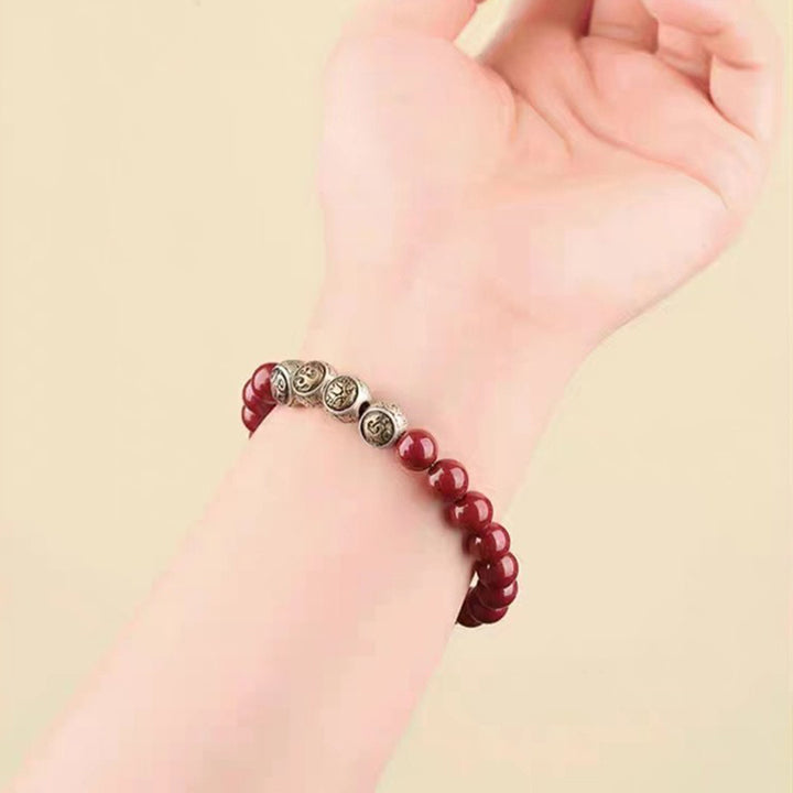 Buddha Stones Armband aus 925er-Sterlingsilber, natürlicher Zinnober, Segensarmband mit vier Tieren - image 19