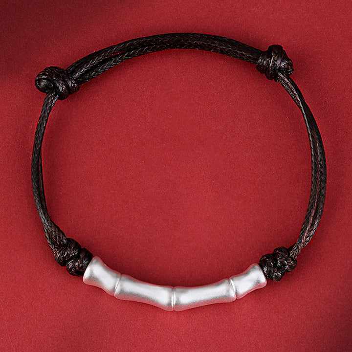Buddha Stones 999 Sterling Silber Knochenmuster Glücksseil geflochtenes Armband - image 7