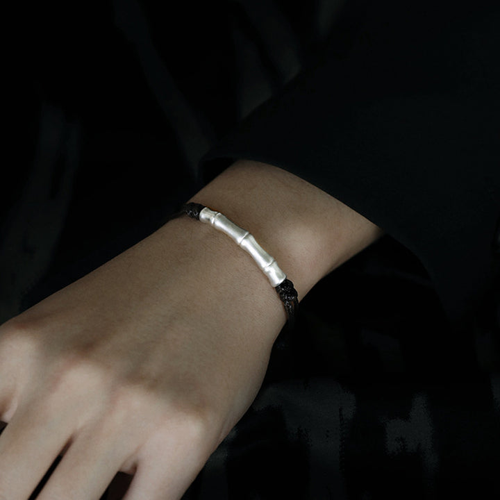 Buddha Stones 999 Sterling Silber Knochenmuster Glücksseil geflochtenes Armband - image 9