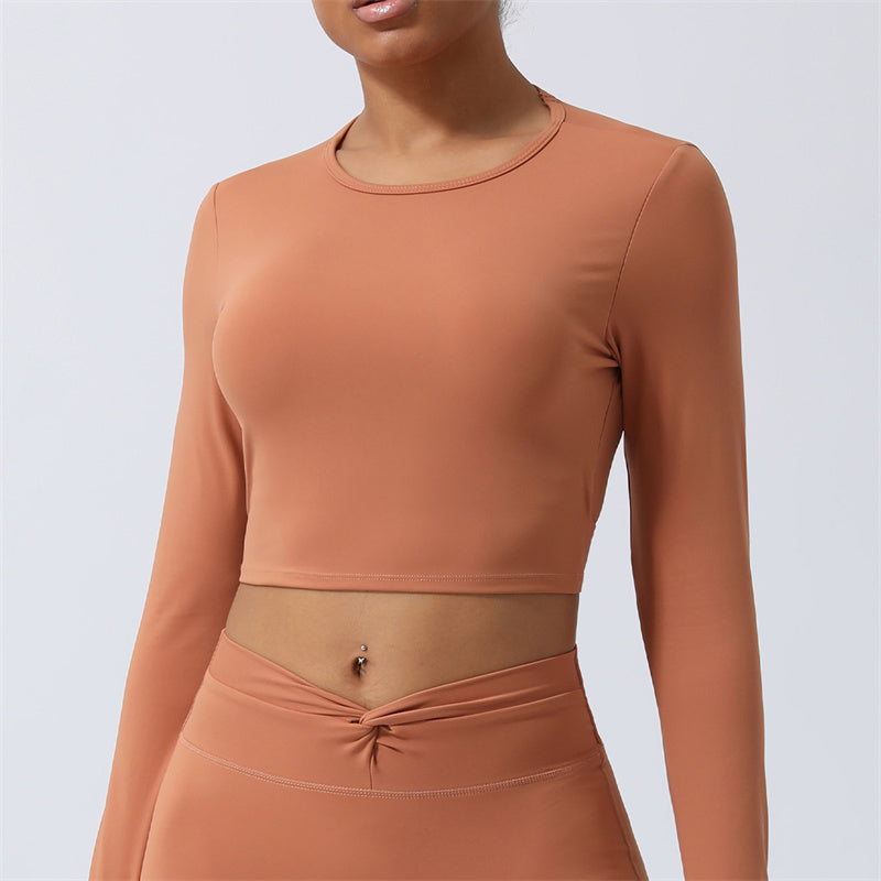 Buddha Stones Workout, langärmlig, kreuz und quer, rückenfreies Oberteil, T-Shirt, Leggings, Sport, Fitness, Yoga, Outfit - Spitze - Orange Braun - US8-10, UK/AU12-14,EU40-42 (XL) - image 13