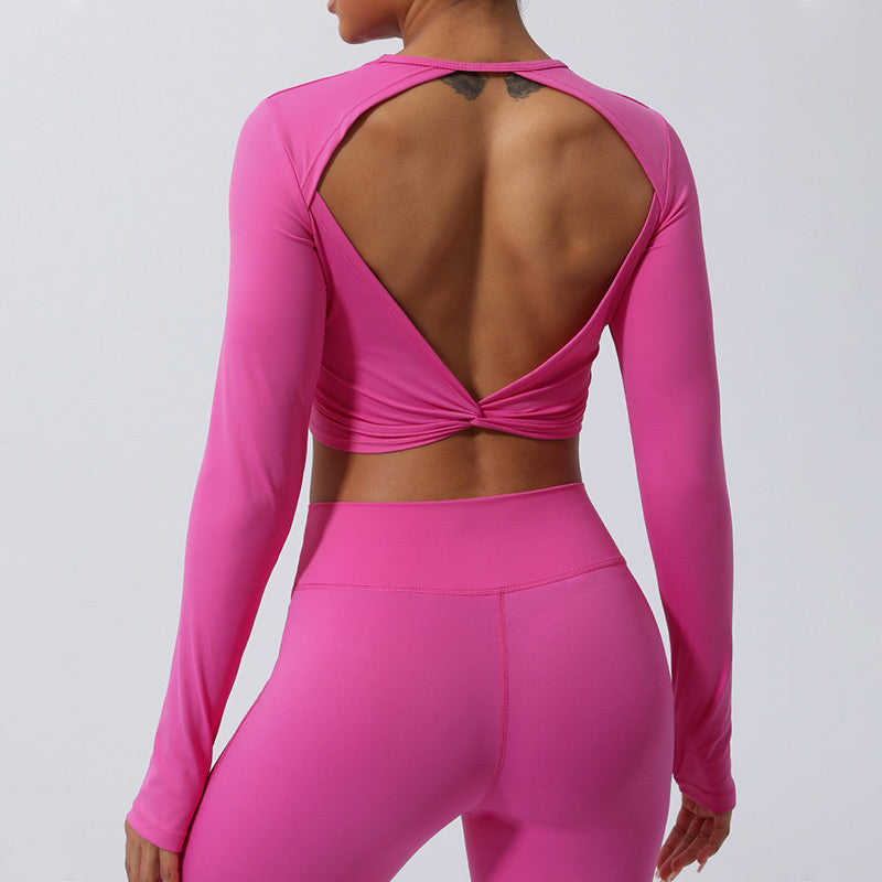 Buddha Stones Workout, langärmlig, kreuz und quer, rückenfreies Oberteil, T-Shirt, Leggings, Sport, Fitness, Yoga, Outfit - image 19