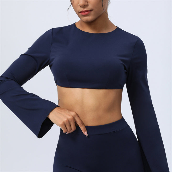 Buddha Stones, langärmliges, rückenfreies Trägeroberteil, BH, Flare-Hose, Fitness-Yoga-Outfit - Dunkelblau - Spitze - US8-10, UK/AU12-14,EU40-42 (XL)  - image 31
