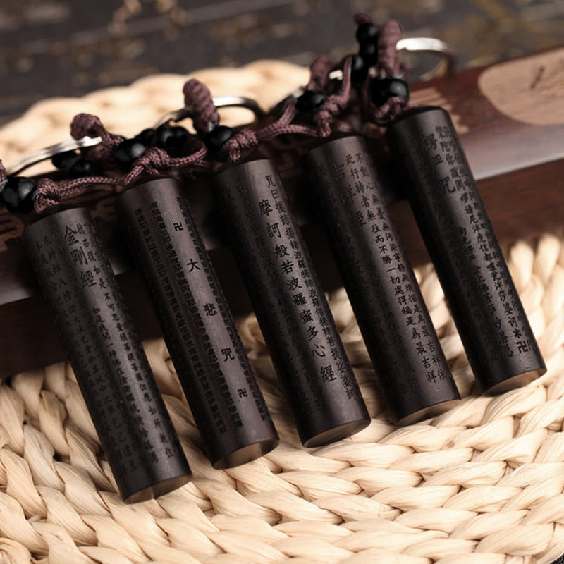 Tibet-Ebenholz-Herz-Sutra-Friedens-Schlüsselanhänger - image 2