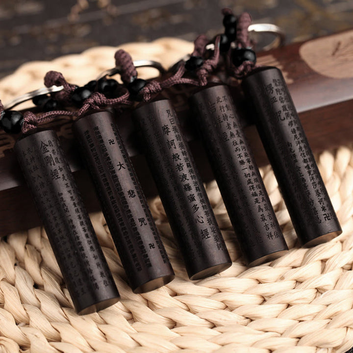 Tibet-Ebenholz-Herz-Sutra-Friedens-Schlüsselanhänger - image 2