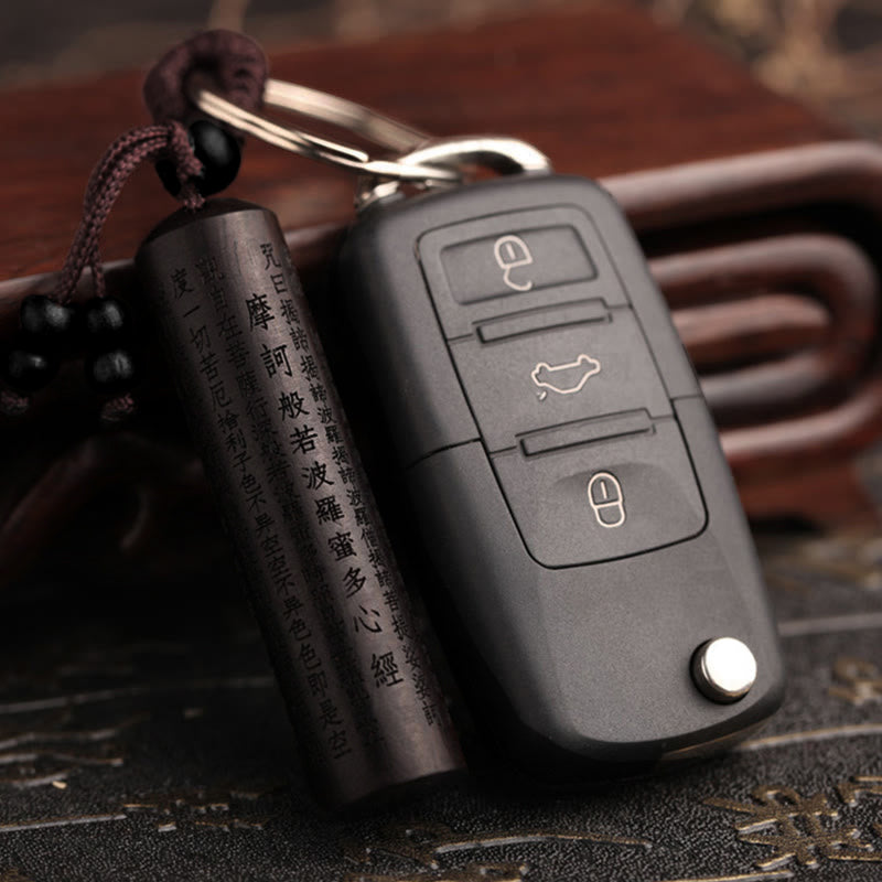 Tibet-Ebenholz-Herz-Sutra-Friedens-Schlüsselanhänger - image 3