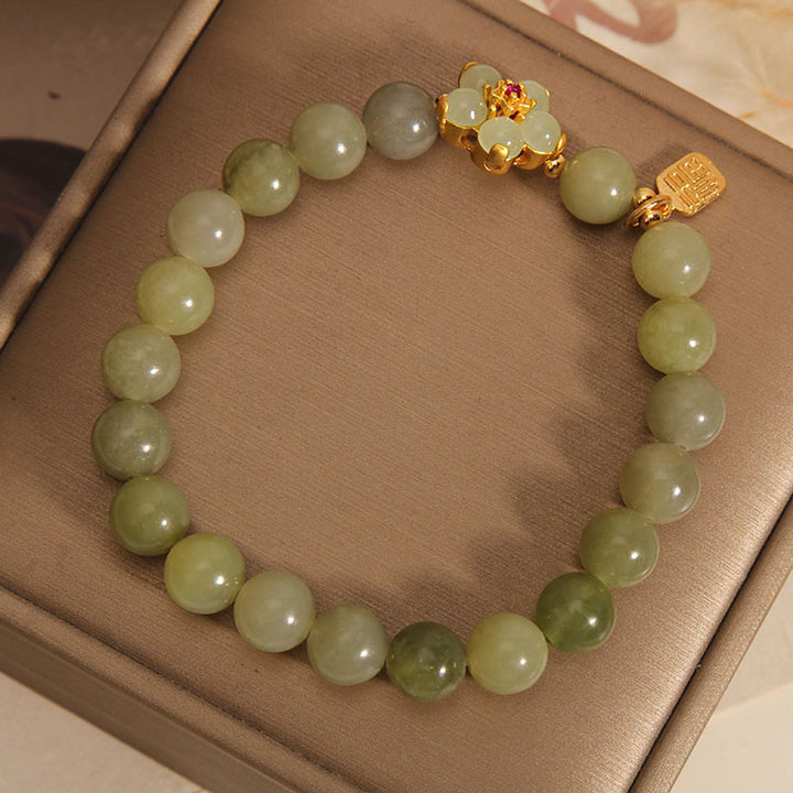 Buddha-Steine, grüne Jade, Blume, Fu-Charm, Glücksarmband - image 7