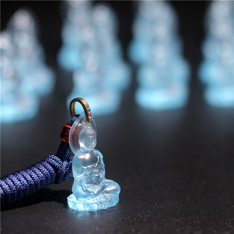Buddha Stones, blauer Tathagata-Buddha-Medizin-Buddha-Liuli-Kristall, Serenity-Amulett-Halskettenanhänger - image 5