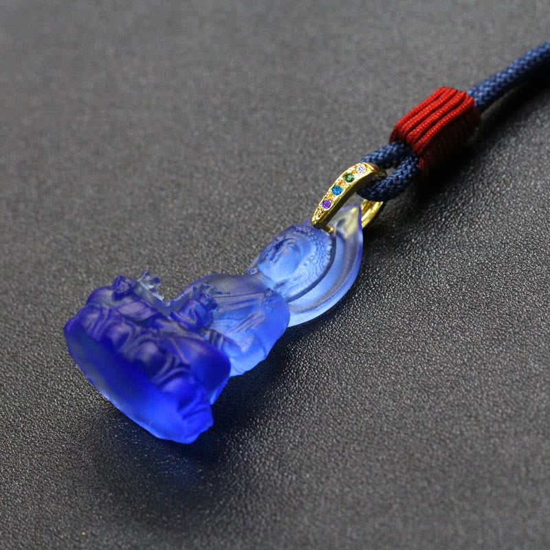 Buddha Stones, blauer Tathagata-Buddha-Medizin-Buddha-Liuli-Kristall, Serenity-Amulett-Halskettenanhänger - image 17