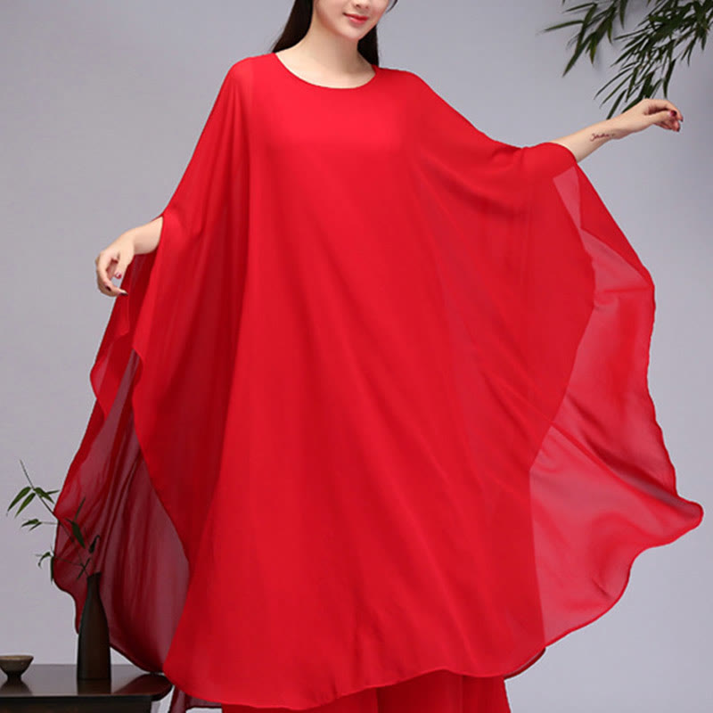 Buddha-Steine, einfaches Muster, Midikleid, weite Hose, Meditation, spirituelle Zen-Praxis, Yoga, Tanzkleidung - Rot - Midikleid (nur Kleid) - US8-10, UK/AU12-14,EU40-42 (2XL) - image 14