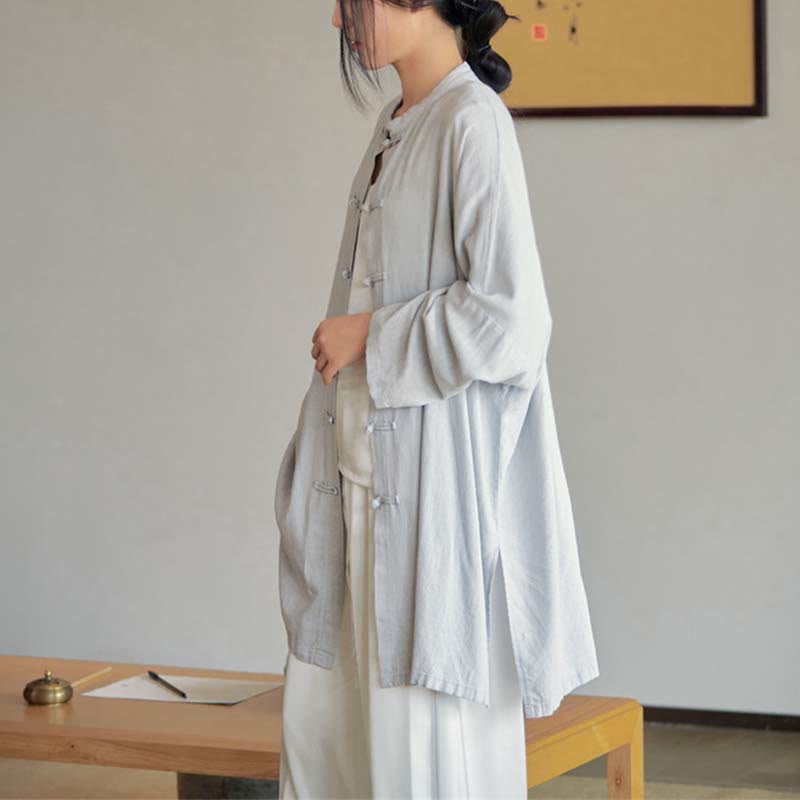 Buddha Stones Plain Frosch-Knopf-Design Shirt Zen Tai Chi Meditation Top Kleidung Baumwolle Leinen Jacke - image 4