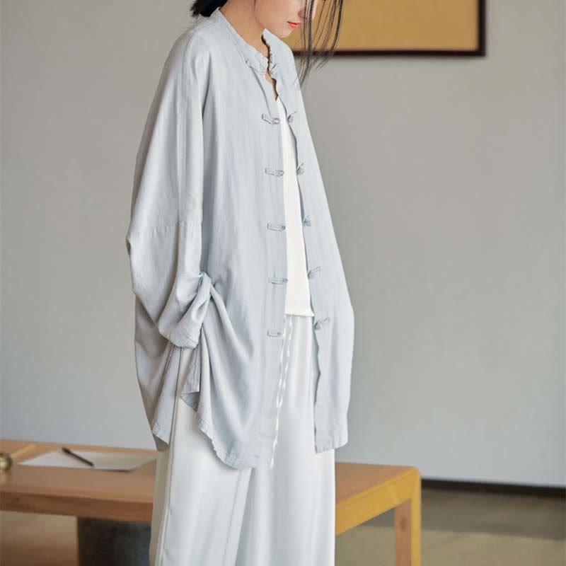 Buddha Stones Plain Frosch-Knopf-Design Shirt Zen Tai Chi Meditation Top Kleidung Baumwolle Leinen Jacke - image 2