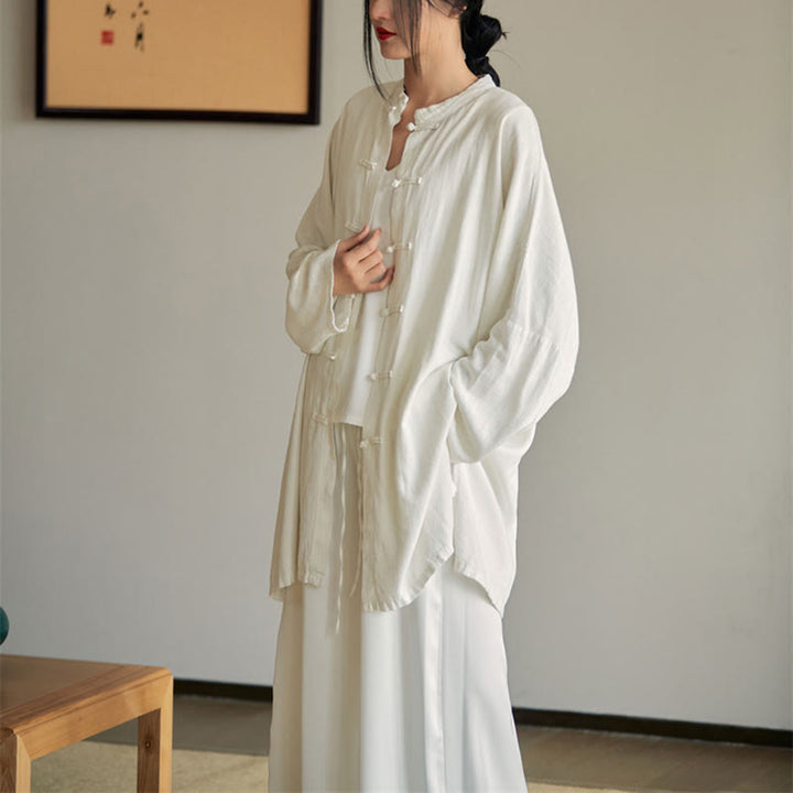 Buddha Stones Plain Frosch-Knopf-Design Shirt Zen Tai Chi Meditation Top Kleidung Baumwolle Leinen Jacke - image 14