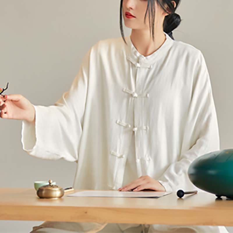 Buddha Stones Plain Frosch-Knopf-Design Shirt Zen Tai Chi Meditation Top Kleidung Baumwolle Leinen Jacke - image 18