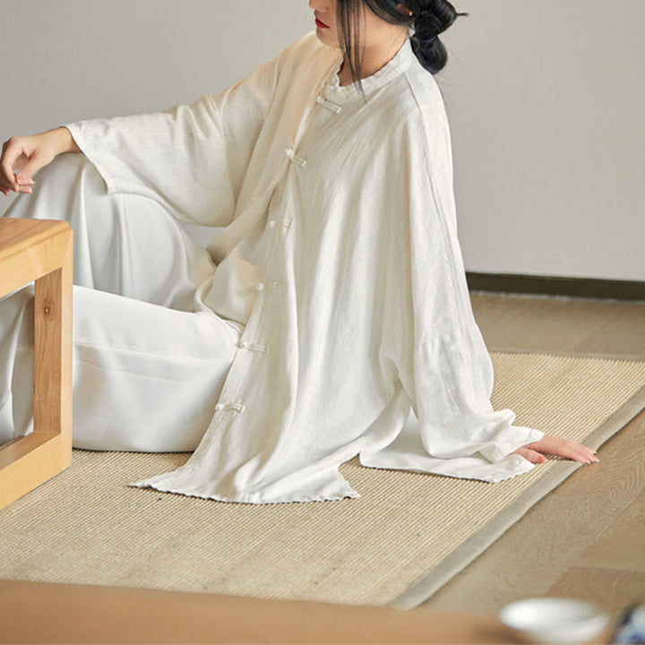 Buddha Stones Plain Frosch-Knopf-Design Shirt Zen Tai Chi Meditation Top Kleidung Baumwolle Leinen Jacke - image 15