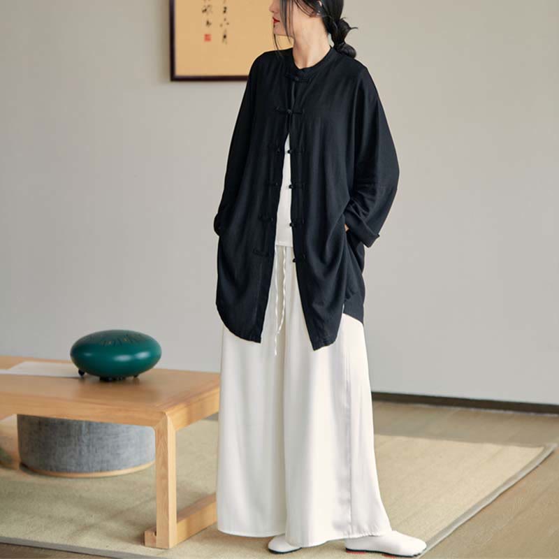 Buddha Stones Plain Frosch-Knopf-Design Shirt Zen Tai Chi Meditation Top Kleidung Baumwolle Leinen Jacke - image 31