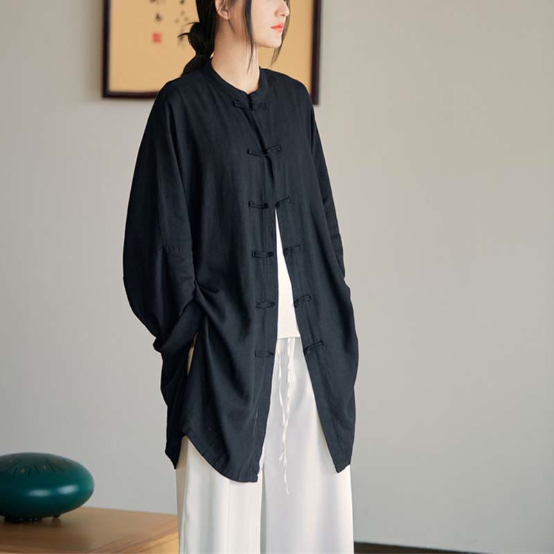 Buddha Stones Plain Frosch-Knopf-Design Shirt Zen Tai Chi Meditation Top Kleidung Baumwolle Leinen Jacke - image 28