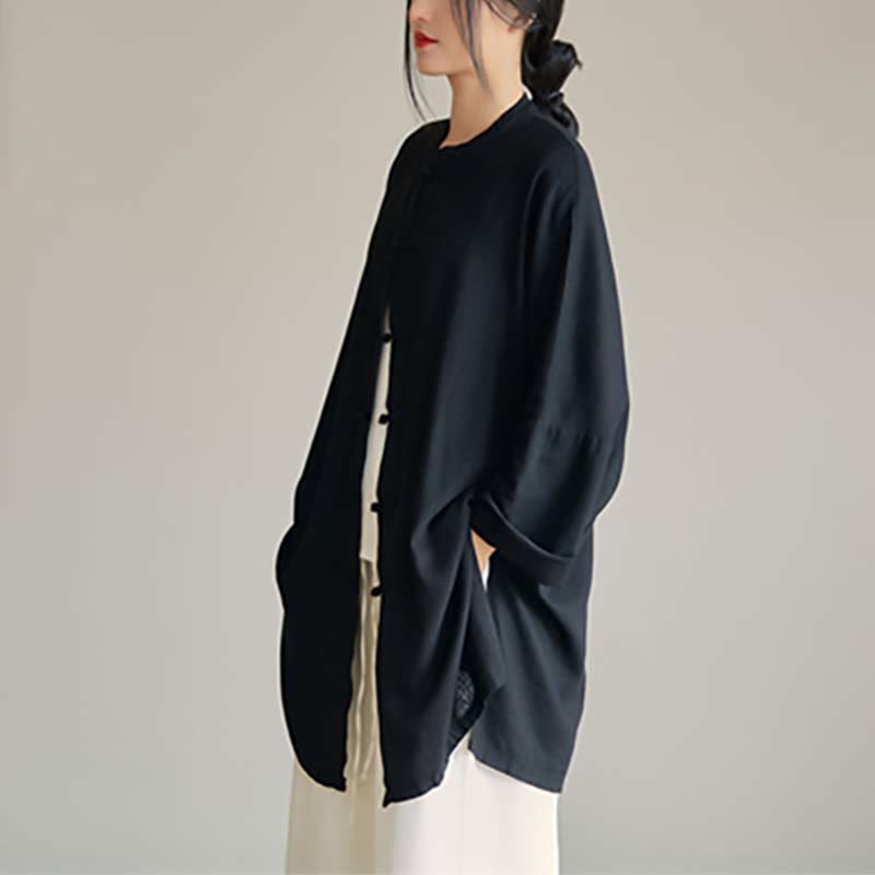 Buddha Stones Plain Frosch-Knopf-Design Shirt Zen Tai Chi Meditation Top Kleidung Baumwolle Leinen Jacke - image 27