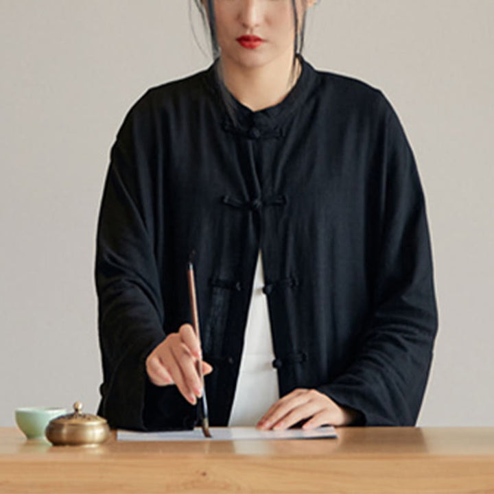 Buddha Stones Plain Frosch-Knopf-Design Shirt Zen Tai Chi Meditation Top Kleidung Baumwolle Leinen Jacke - image 25