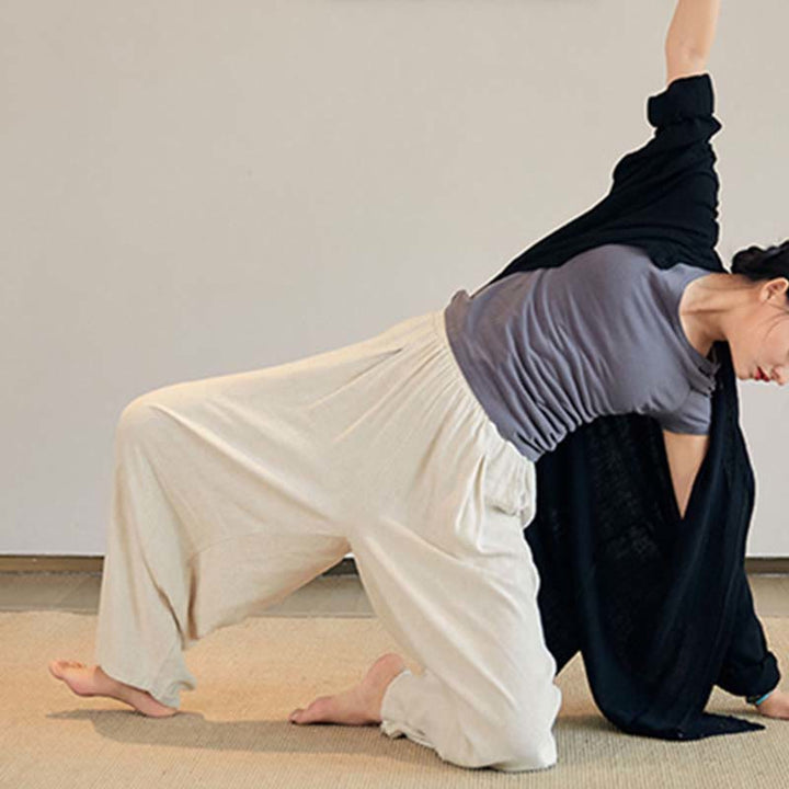 Buddha-Steine, einfarbig, langärmelig, Mantel, Jacke, Oberteil, weite Hose, Zen, Tai Chi, Yoga, Meditationskleidung - image 17