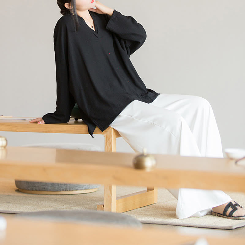 Buddha Stones V-Ausschnitt Bluse Damen Shirt Langarm Top Chinesische Kleidung im Hanfu-Stil - image 22