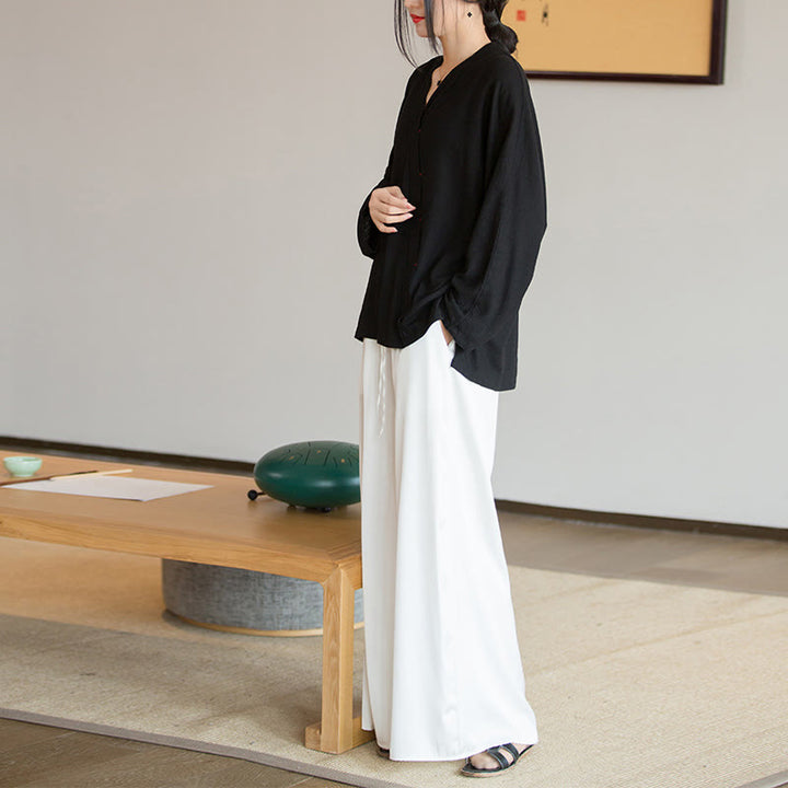 Buddha Stones V-Ausschnitt Bluse Damen Shirt Langarm Top Chinesische Kleidung im Hanfu-Stil - image 23