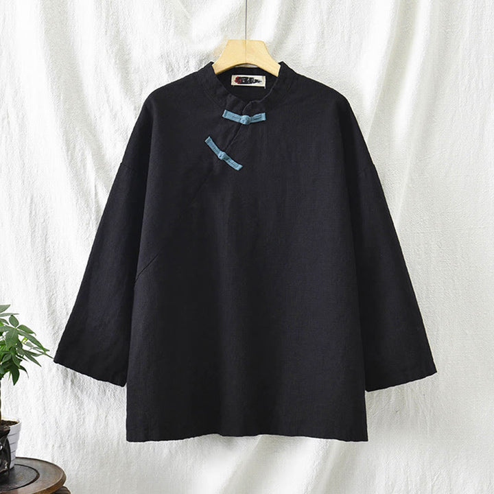 Buddha Stones Ramie Leinen Lose Bluse Damen Langarmshirt Chinesisches Hanfu Top - image 18