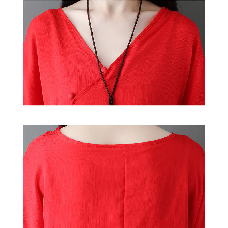 Buddha Stones V-Ausschnitt Midi-Tunika-Kleid Hose mit weitem Bein Meditation Zen Praxis Tanzkleidung - image 16