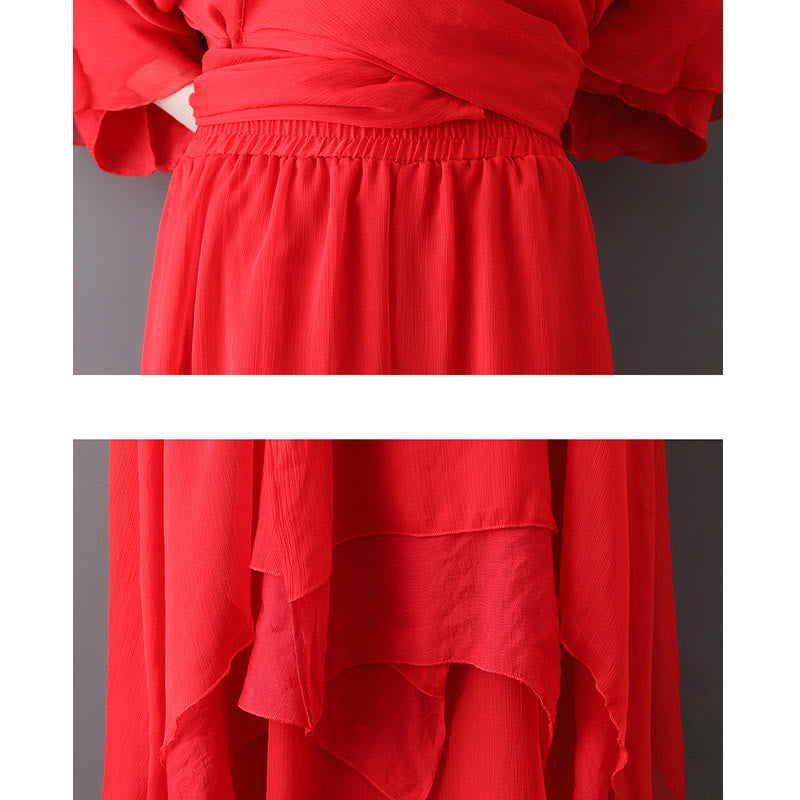 Buddha Stones V-Ausschnitt Midi-Tunika-Kleid Hose mit weitem Bein Meditation Zen Praxis Tanzkleidung - image 18