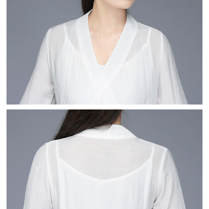 Midikleid im Hanfu-Stil mit Buddha-Steinen, Hose mit weitem Bein, Meditation, Zen-Praxis, Yoga, Tanzkleidung - image 12