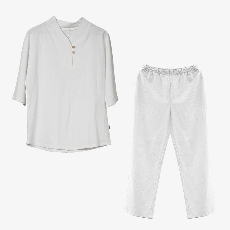 Buddha Stones 2-teiliges Set mit Hemd, Oberteil und Hose, Meditation, Zen, Tai Chi, Baumwolle und Leinen, Damen - image 5