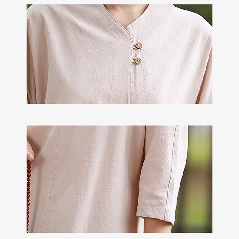 Buddha Stones 2-teiliges Set mit Hemd, Oberteil und Hose, Meditation, Zen, Tai Chi, Baumwolle und Leinen, Damen - image 11