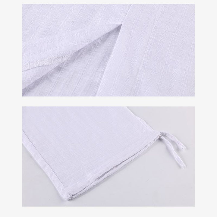 Buddha Stones 2-teiliges Set mit halblangen Ärmeln, Hemd, Oberteil und Hose, Meditation, Zen, Tai Chi, Leinenkleidung für Damen