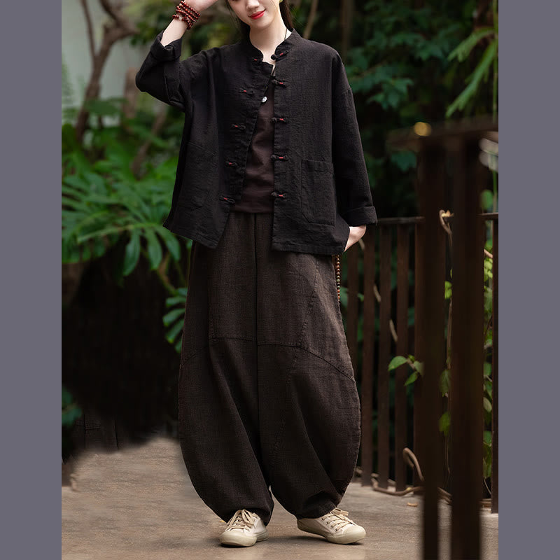 Buddha Stones Frosch-Knopf-Shirt Zen Meditation Top Kleidung Baumwolle Leinen Jacke - image 20