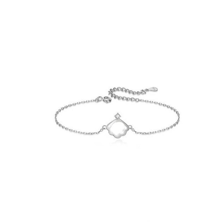 Buddha-Steine, 925er Sterlingsilber, Tridacna-Stein, Muschel, Segen, Halskette, Anhänger, Armband, Ohrringe, Schmuckset - Silber - Armband (Handgelenkumfang 14–17 cm) - image 9