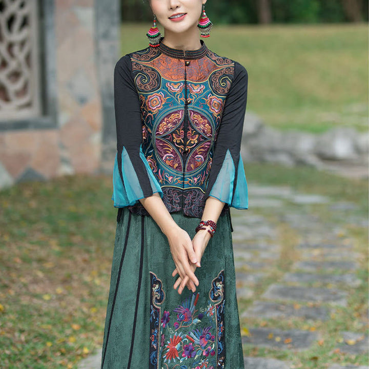 Ärmellose Weste mit Buddha-Steinen im Vintage-Stil, Blumen-Stickerei, Tang-Anzug-Design - image 10