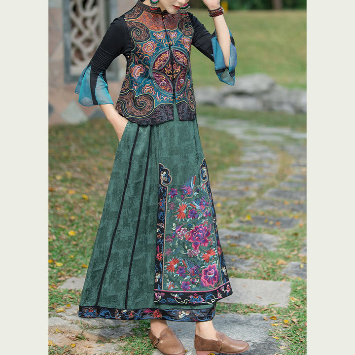 Ärmellose Weste mit Buddha-Steinen im Vintage-Stil, Blumen-Stickerei, Tang-Anzug-Design - image 11