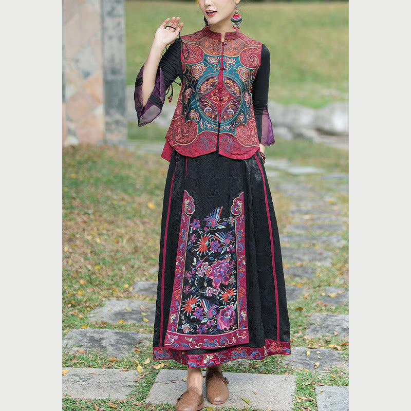 Ärmellose Weste mit Buddha-Steinen im Vintage-Stil, Blumen-Stickerei, Tang-Anzug-Design - image 22