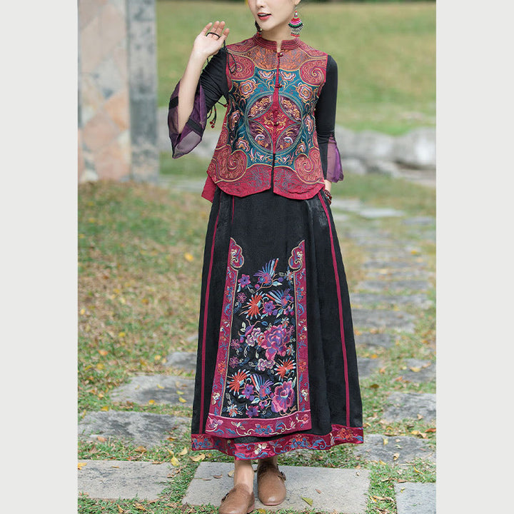 Ärmellose Weste mit Buddha-Steinen im Vintage-Stil, Blumen-Stickerei, Tang-Anzug-Design - image 22