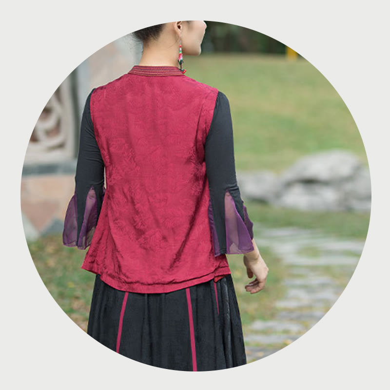 Ärmellose Weste mit Buddha-Steinen im Vintage-Stil, Blumen-Stickerei, Tang-Anzug-Design - image 28