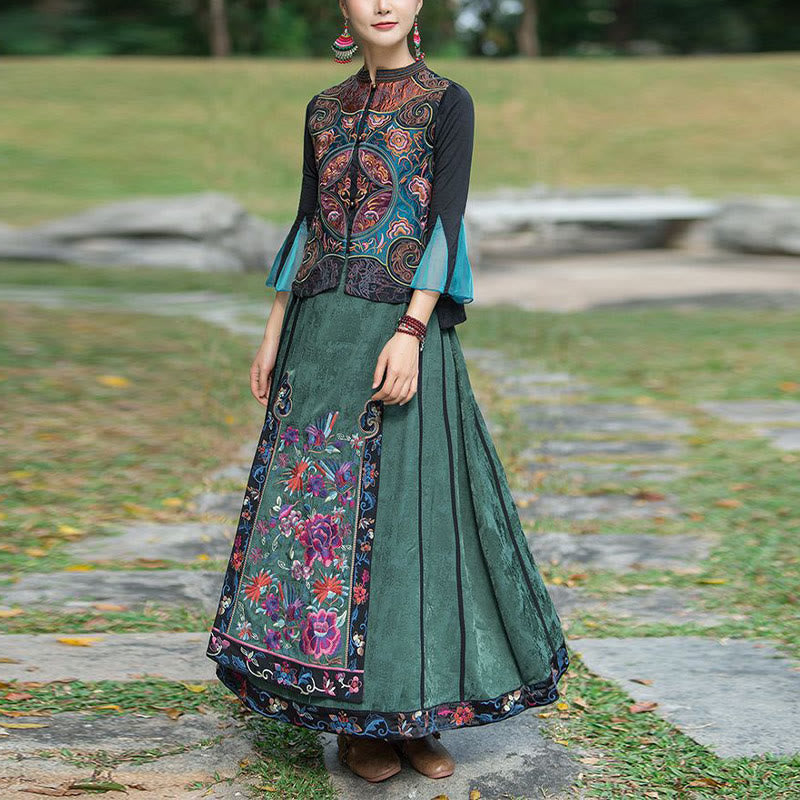 Ärmellose Weste mit Buddha-Steinen im Vintage-Stil, Blumen-Stickerei, Tang-Anzug-Design - image 12