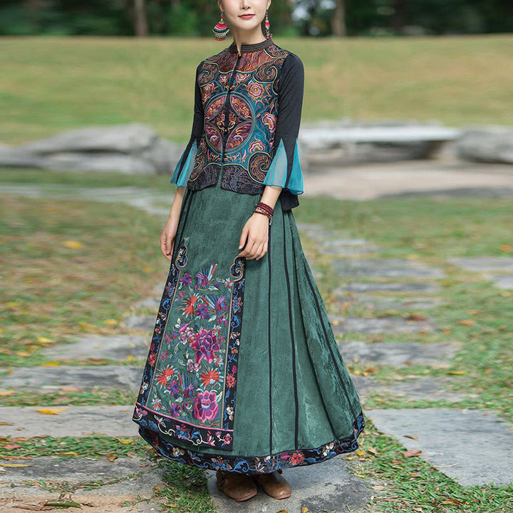 Ärmellose Weste mit Buddha-Steinen im Vintage-Stil, Blumen-Stickerei, Tang-Anzug-Design - image 12