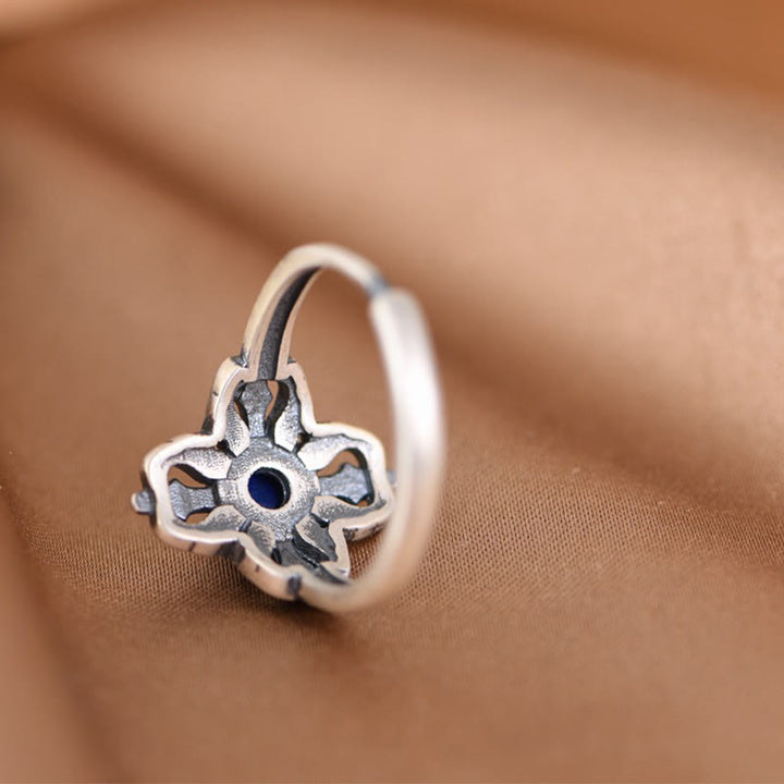 Buddha Stones Tibet 925 Sterling Silber Natürlicher Lazurit Positiv Verstellbarer Ring - image 7
