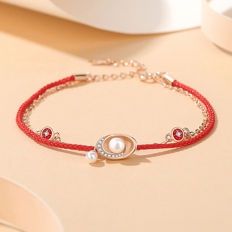 Buddha-Steine, 925er Sterlingsilber, Perlenbarren, Kupfermünzen, Heilung, Halskette, Anhänger, rotes Seil, Armband-Set - Armband (Handgelenkumfang 14–18 cm) - image 3