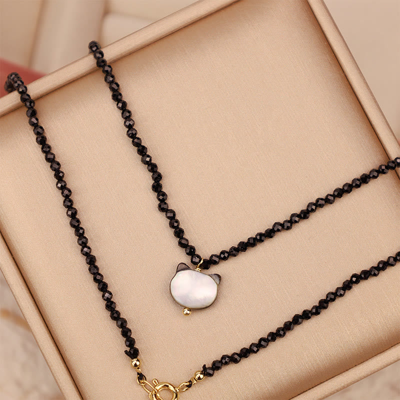 Buddha Stones Schwarzer Spinell Süße Katze Motivierende Choker Halskette - image 12