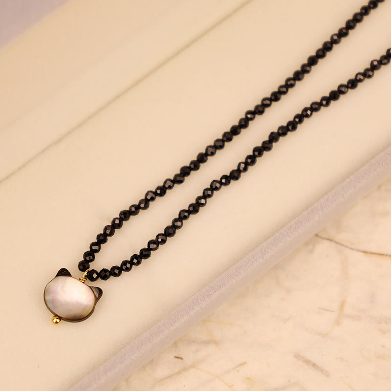 Buddha Stones Schwarzer Spinell Süße Katze Motivierende Choker Halskette - image 14