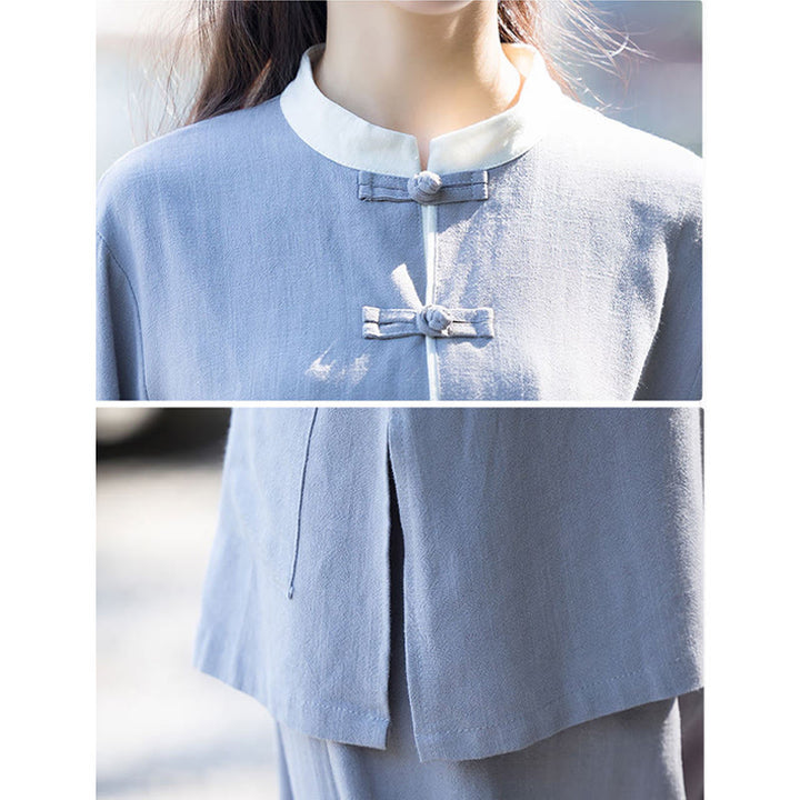 Buddha Stones 2-teiliges Set mit Froschknöpfen, langärmeliges Hemd, Oberteil und Hose, Meditation, Zen, Tai Chi, Baumwoll-Leinen-Kleidung für Damen - image 10