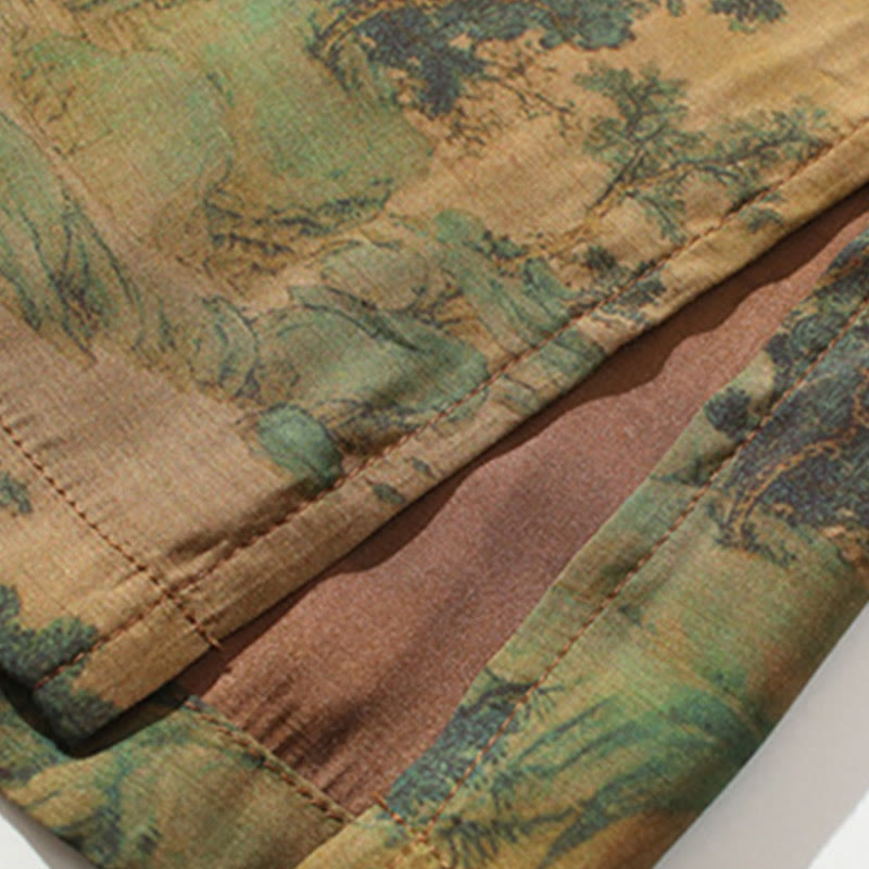 Buddha-Steine-Landschaft, chinesisches Drachenmuster, chinesisches Dreiviertelärmel-Shirt für Herren - image 11