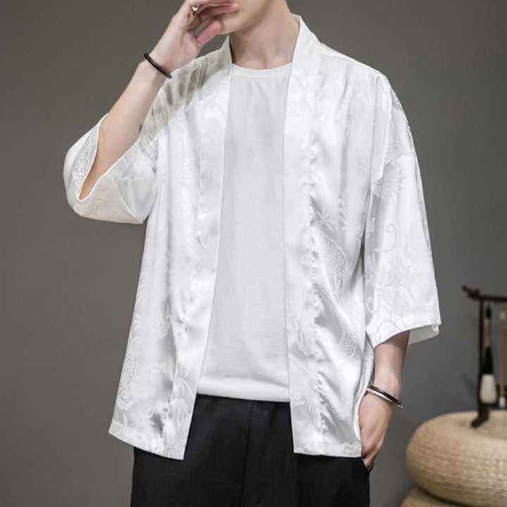 Buddha Stones Chinesischer Drache Offene Vorderseite Jacke Herren Kimono - image 4