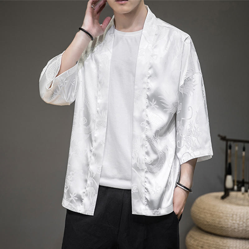 Buddha Stones Chinesischer Drache Offene Vorderseite Jacke Herren Kimono - image 3